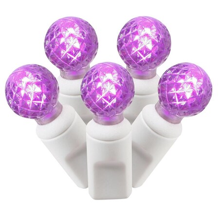Vickerman 100 Purple G12 LED Lights on White Wire, 34 ft. Christmas Light Set with 4 in. Spacing X4W9106